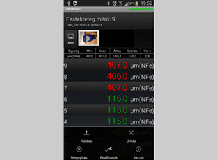 ANDROID okostelefonokon és táblagépeken futó elmatronic ipari adatrögzítő szoftvercsomag elmatronic rétegvastagság-mérő készülékekhez.
